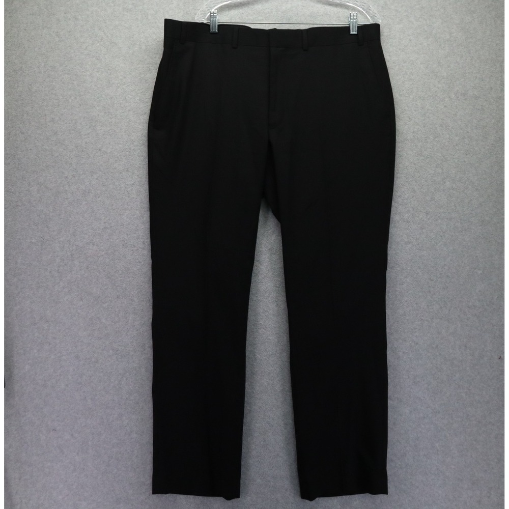 Billy London Pants Mens 40x32 Dress Slacks Suit Business Formal Flat Front Black